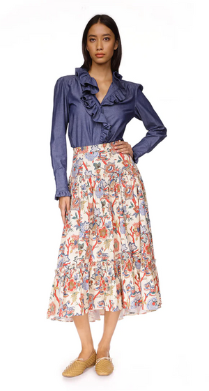 
            
                Load image into Gallery viewer, Tisbury Skirt in Turtledove Baroque Flowers
            
        