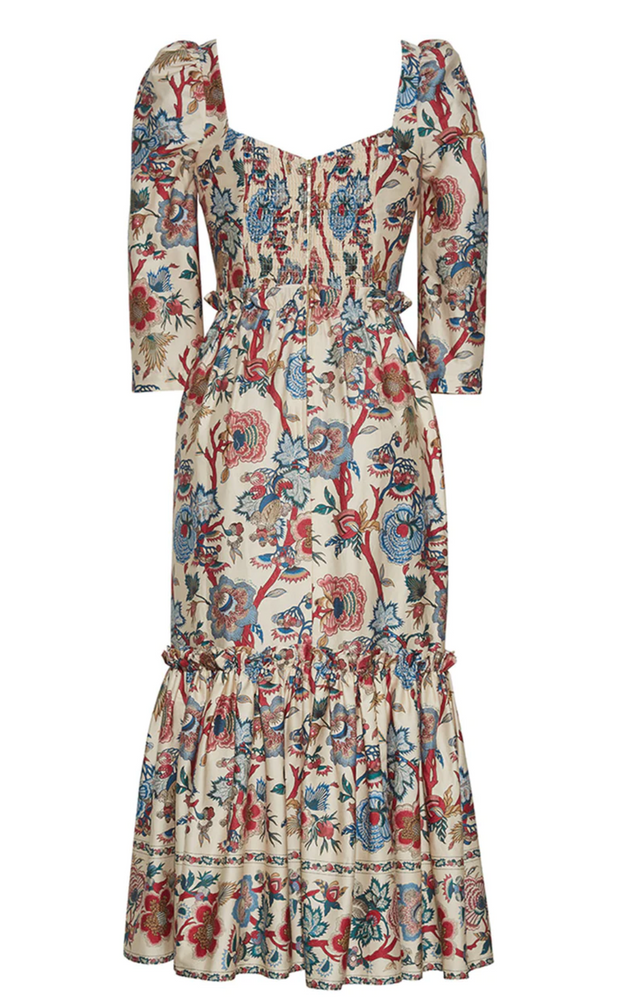 Blue Hill Dress in Turtledove Baroque Floral