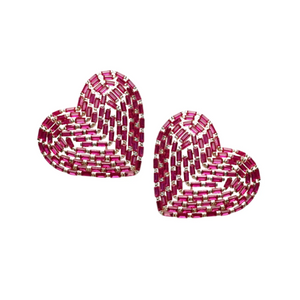 Mulberry Embellished Heart Earrings