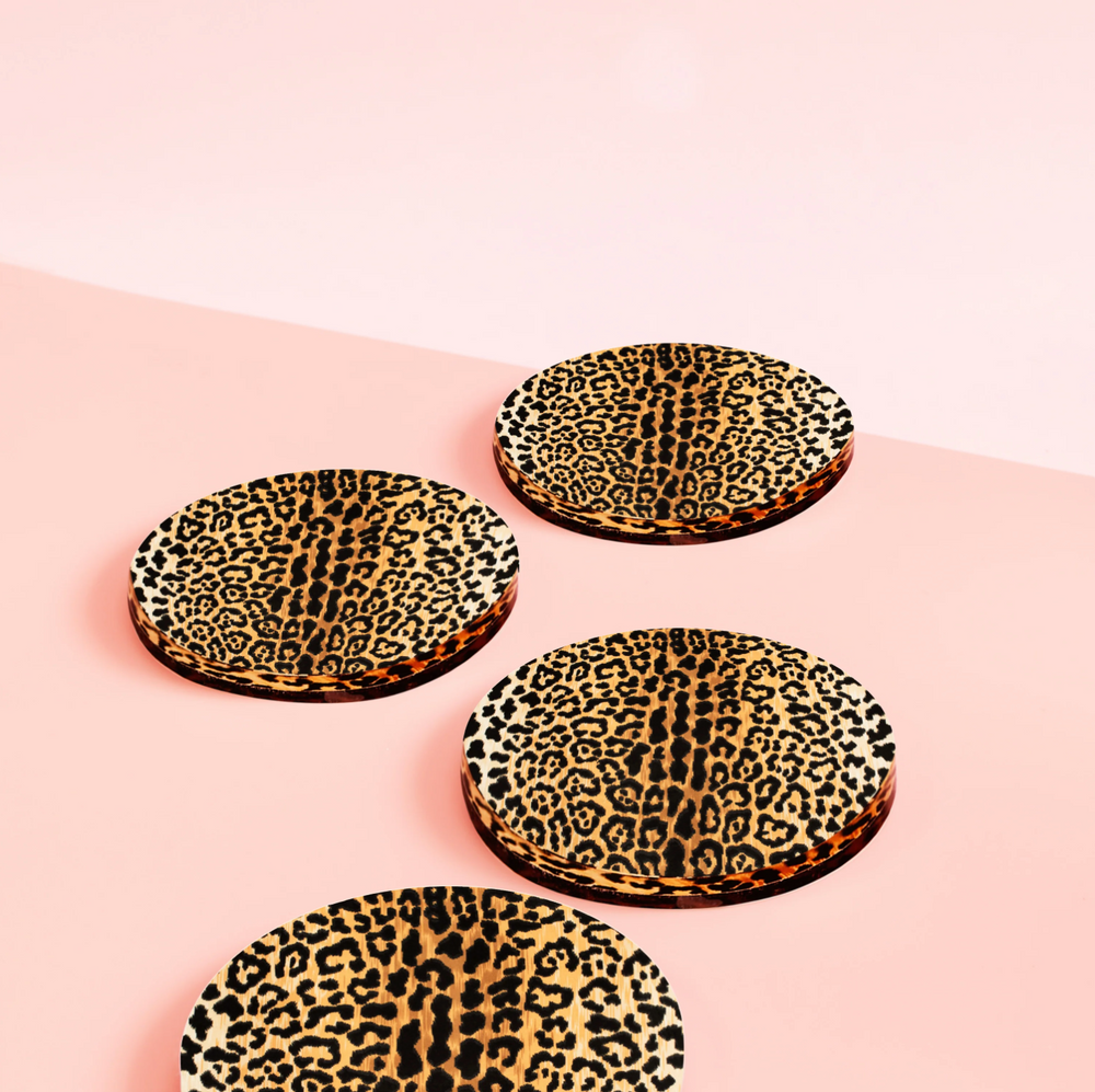 Leopard Print Coasters Set of 4