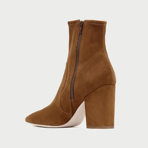 
            
                Load image into Gallery viewer, Isla Cacao Suede Slim Ankle Bootie
            
        