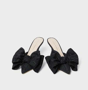 Margot Black Moiré Bow Mule