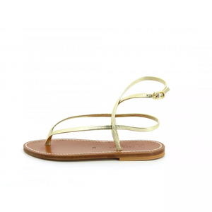 Delta Flat Sandals in Metallic Gold Leather