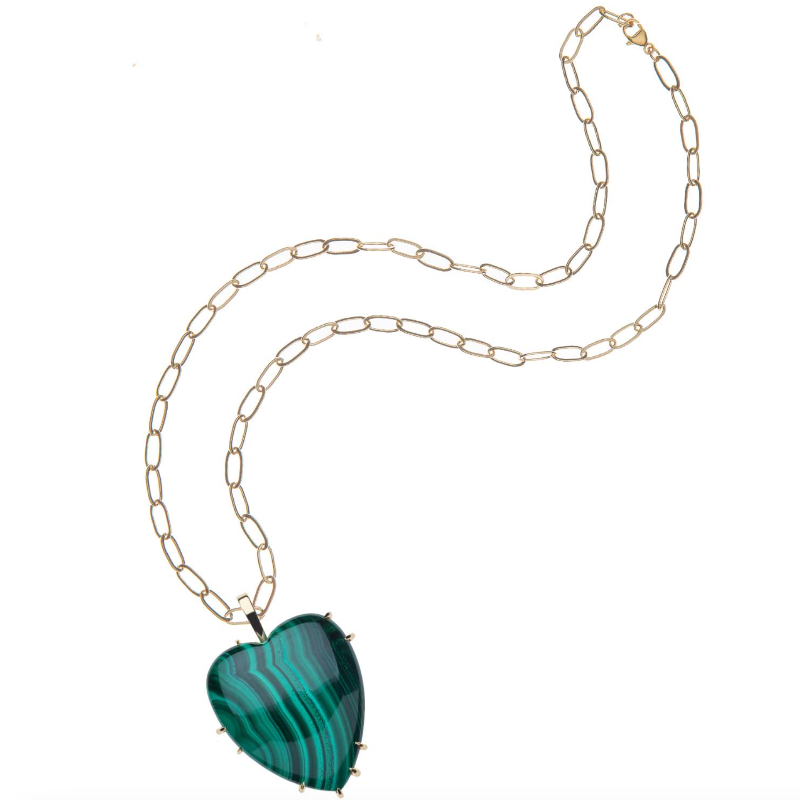 LOVE Carry Your Heart Necklace in Malachite