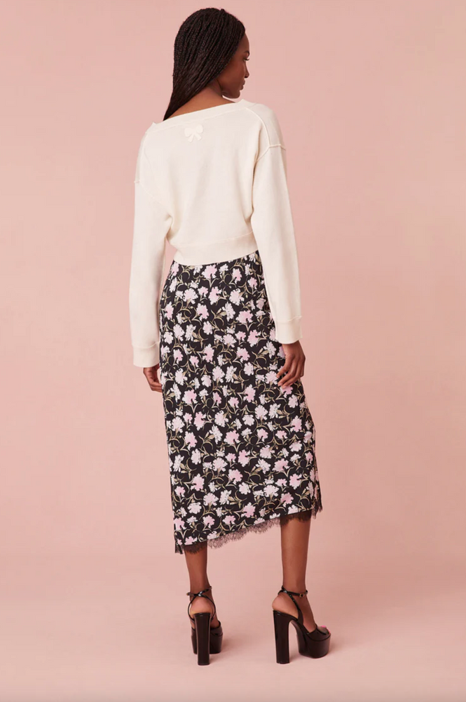 Castle Floral Crepe Skirt in Night Pearl