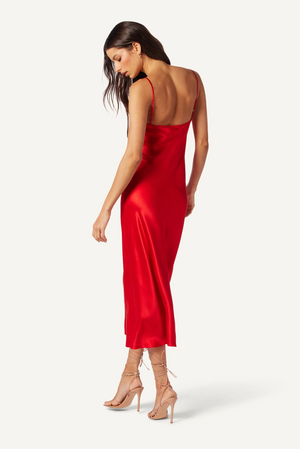 Taylor Silk Midi Slip Dress in Scarlet