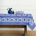 Bohemian Floral Blues & Purple Tablecloth