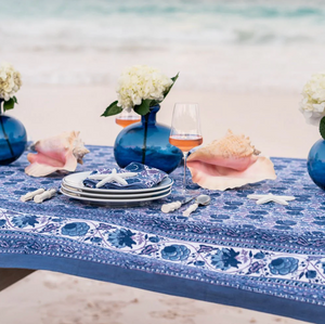 Bohemian Floral Blues & Purple Tablecloth