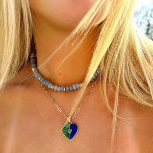 Gumdrop Beaded Necklace in Aquamarine