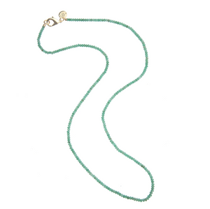 Double Wrap Diamond Cut Beaded Necklace in Jade