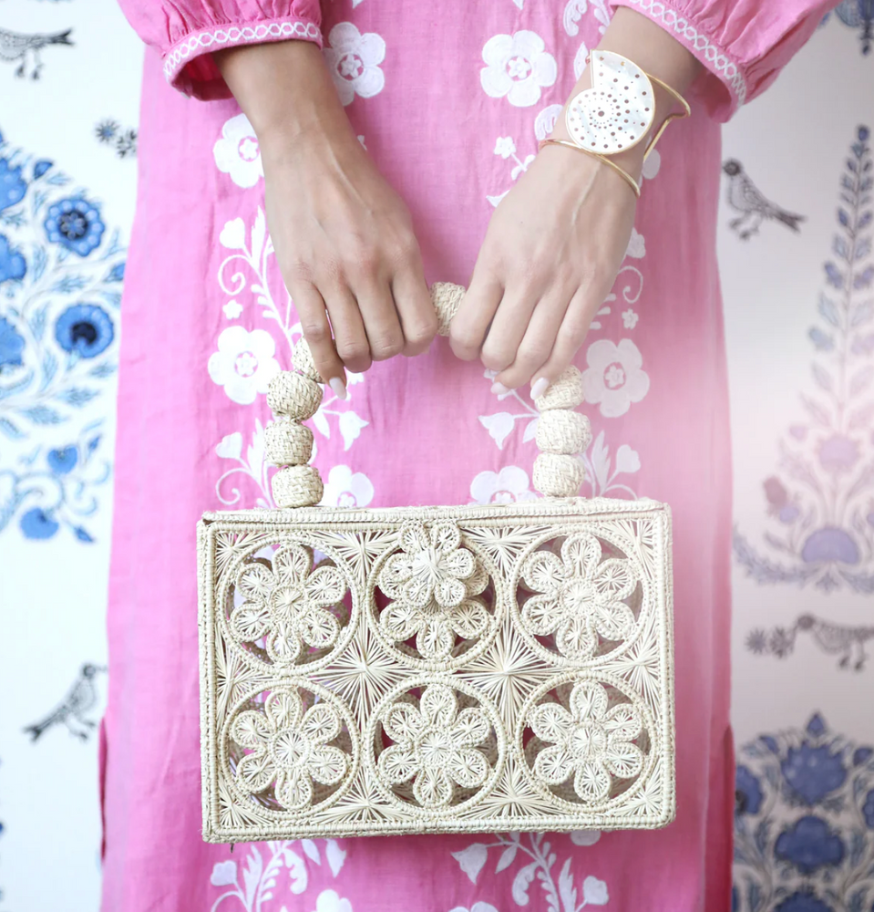 Rattan Bloom Cage Clutch