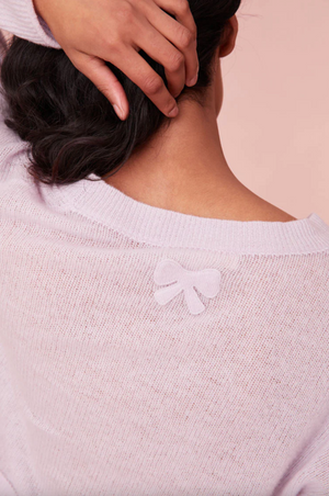 Lawrence Knit Bow Cardigan in Lilac