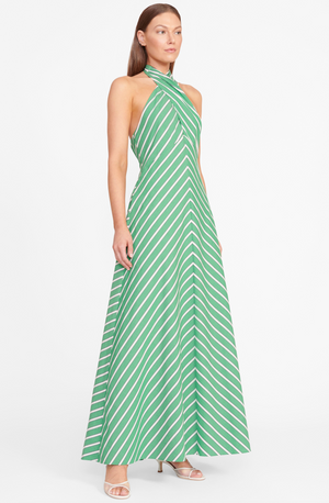 Dawn Dress in Seaweed Stripe