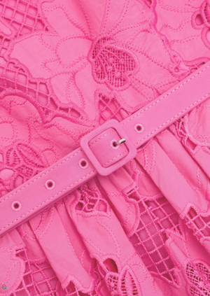 Pink Cotton Lace Midi Dress