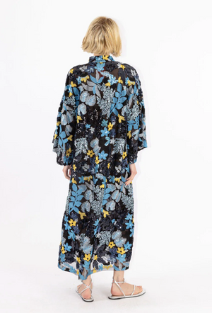 Navy Floral Sequin Maxi Caftan