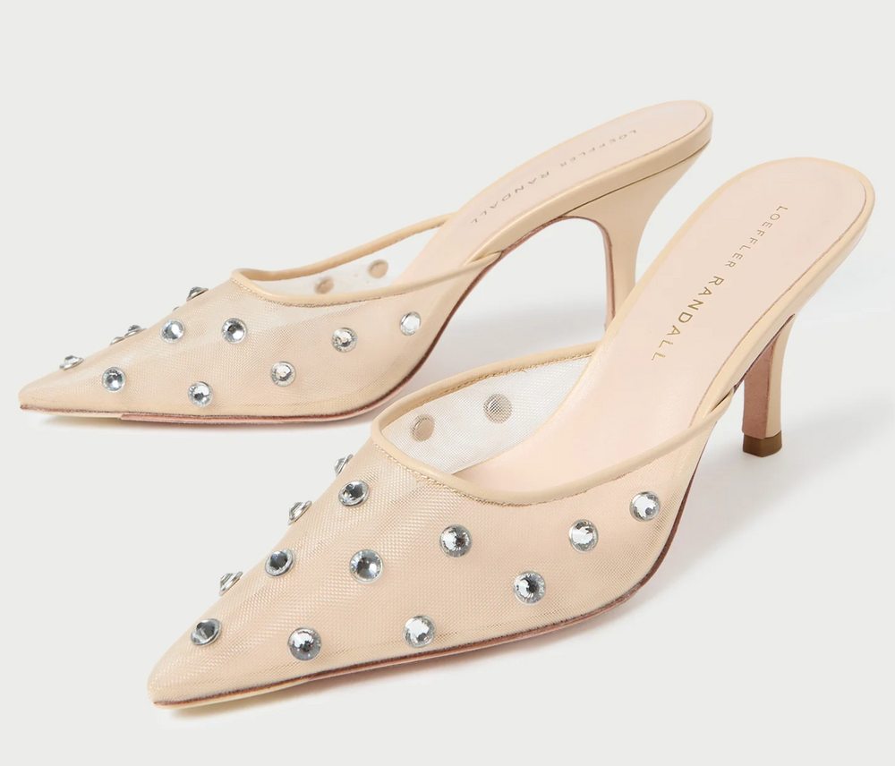 Paloma Cream/Crystal Mesh Mule