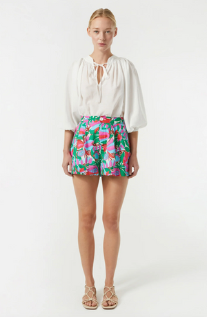 Walker Short in White Fleur Tropicale