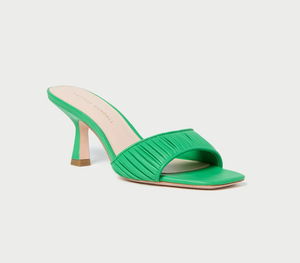 Naima Green Leather Mid-Heel Mule