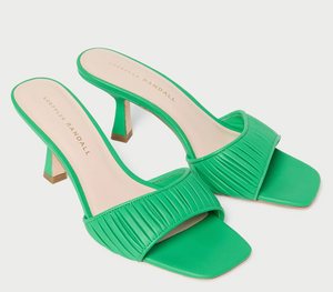 Naima Green Leather Mid-Heel Mule