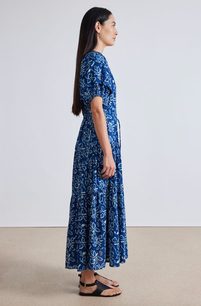 Uva Romantic Maxi Dress in Blue Floral