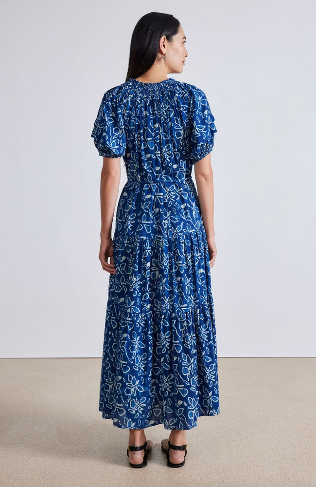 Uva Romantic Maxi Dress in Blue Floral