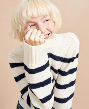 Jack Sweater in Cream/Navy