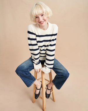 Jack Sweater in Cream/Navy