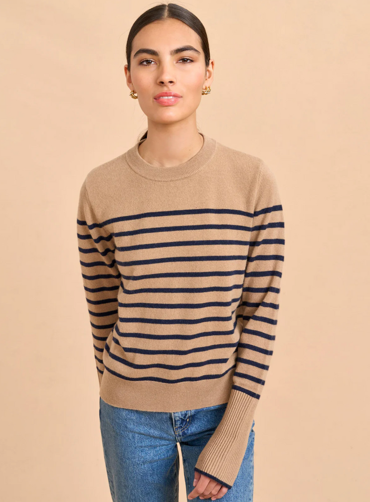 Lean Lines Sweater in Camel/Navy