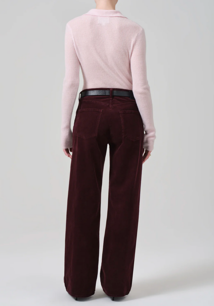 Annina High Rise Wide Leg 30" Corduroy in Bordeaux