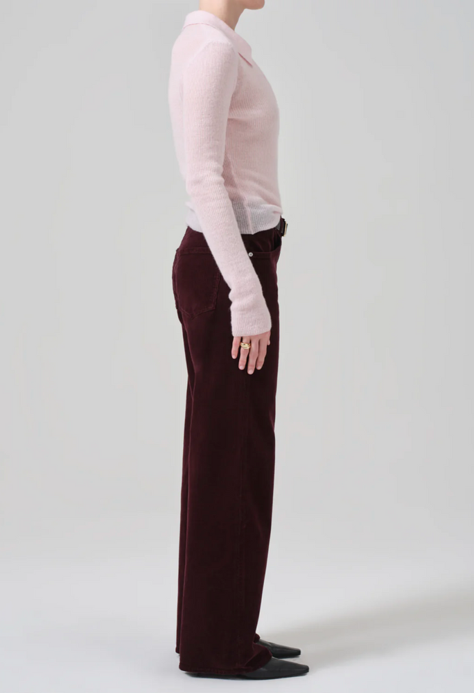 Annina High Rise Wide Leg 30" Corduroy in Bordeaux