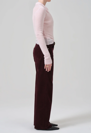 Annina High Rise Wide Leg 30" Corduroy in Bordeaux