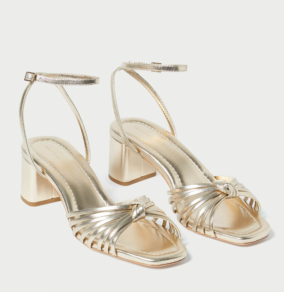 Olivia Champagne Knot Mid-Heel Sandal