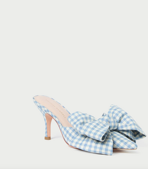 Margot Blue Gingham Bow Mule