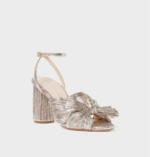 Camellia Champagne Pleated Bow Heel