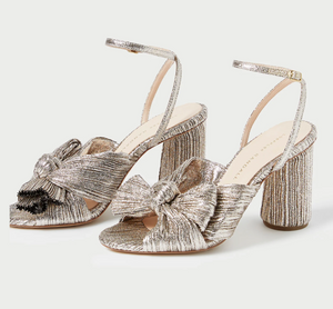 Camellia Champagne Pleated Bow Heel