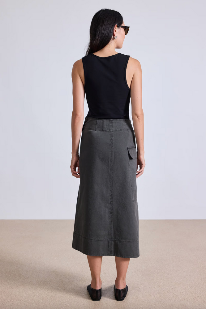 Lassi Midi Cargo Skirt in Deep Olive