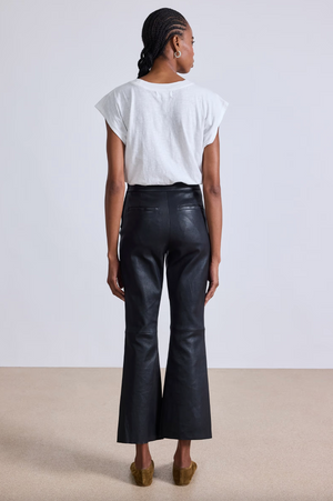 Rene Flare Leather Pant in Black