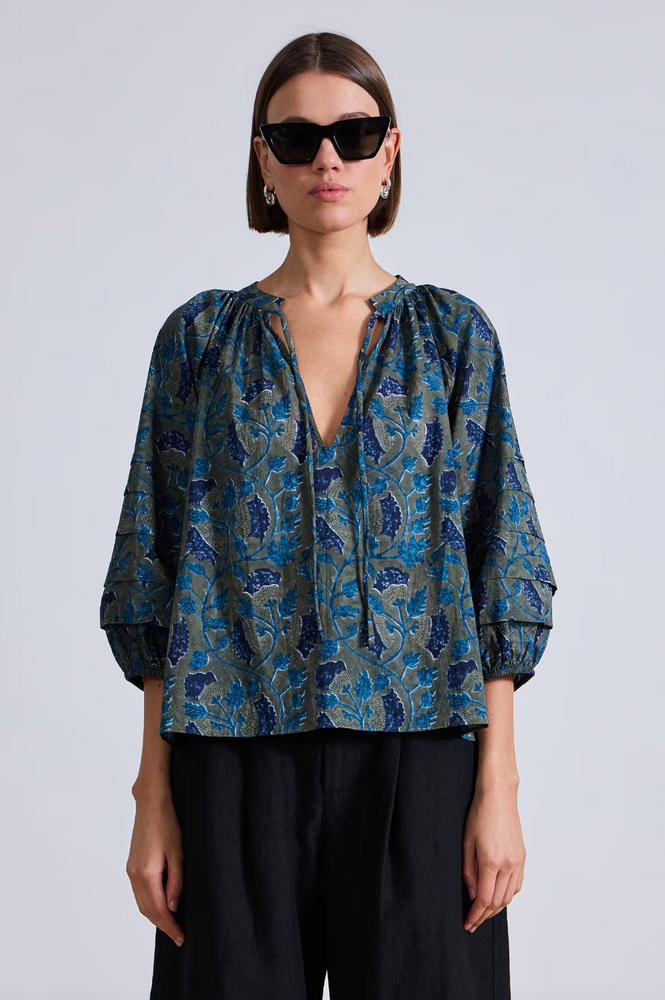 Tule Top in Malene Floral Olive