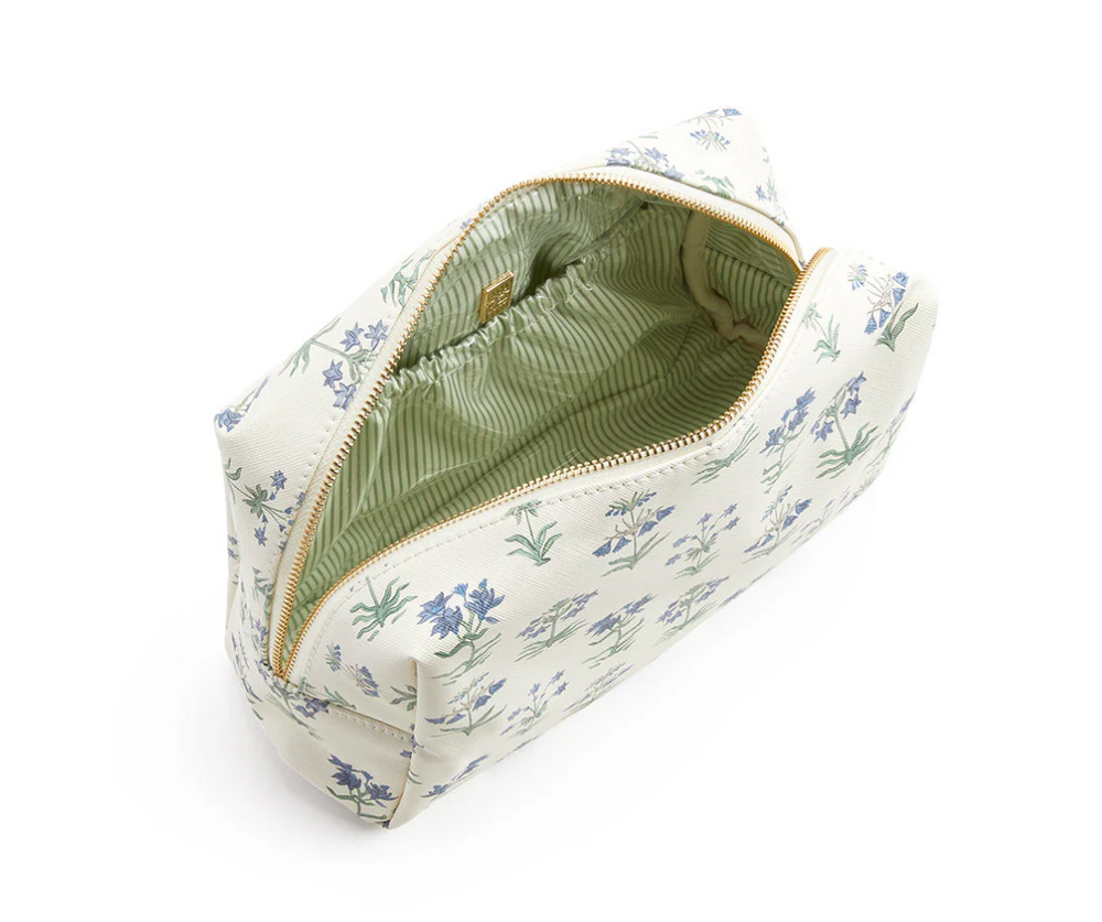 LUXE Everyday Cosmetic Bag Provence with Green Pinstripe Liner