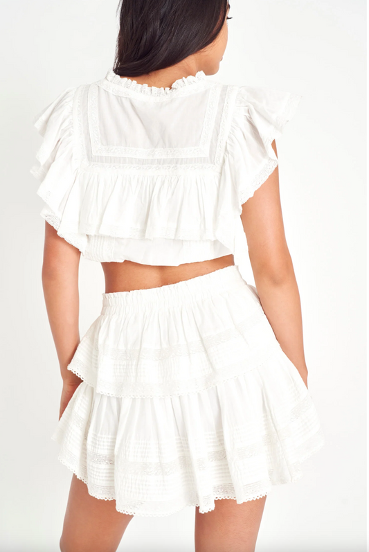 Ruffle Mini Skirt in Antique White
