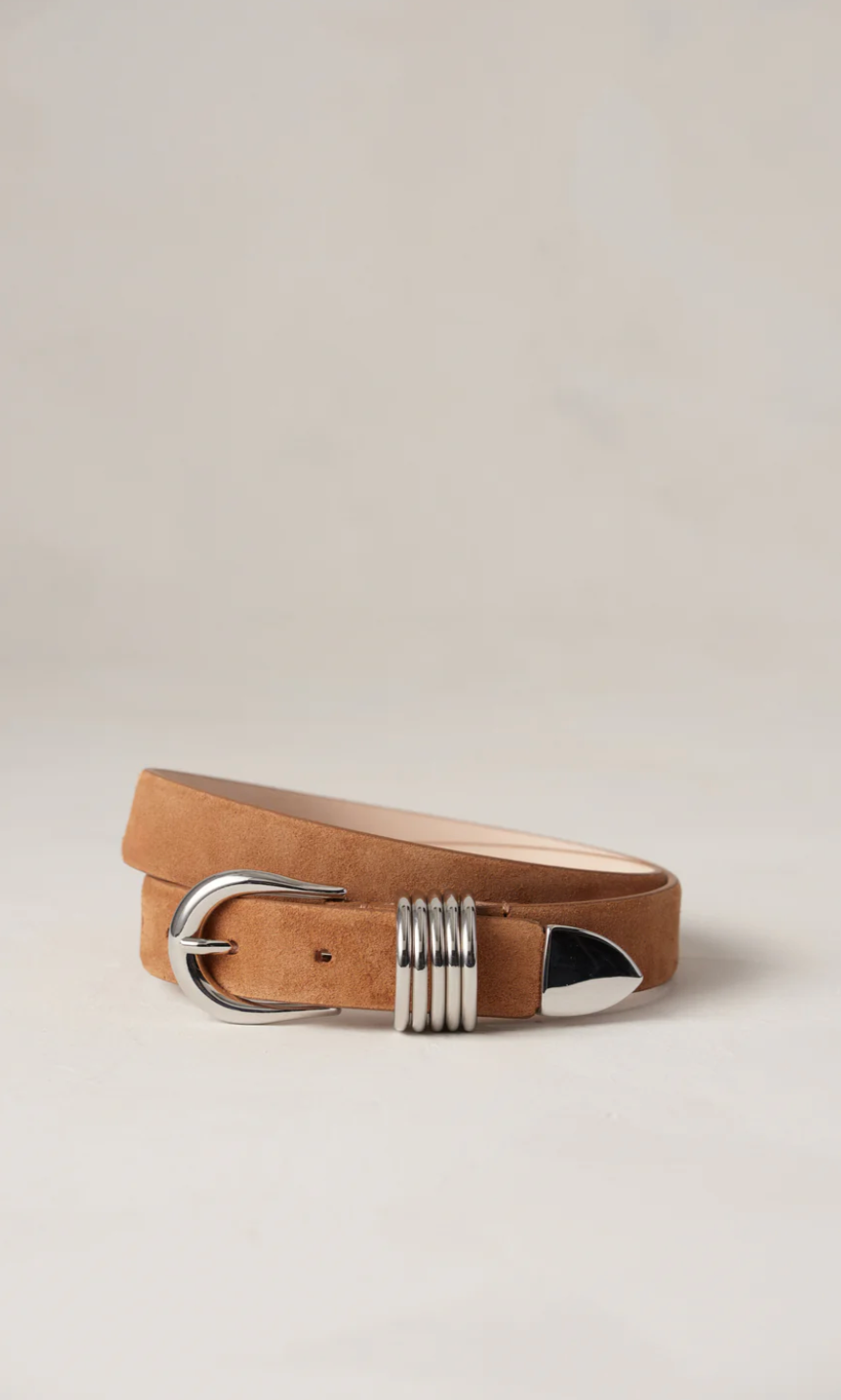 Hollyhock Suede in Caramel Suede & Silver