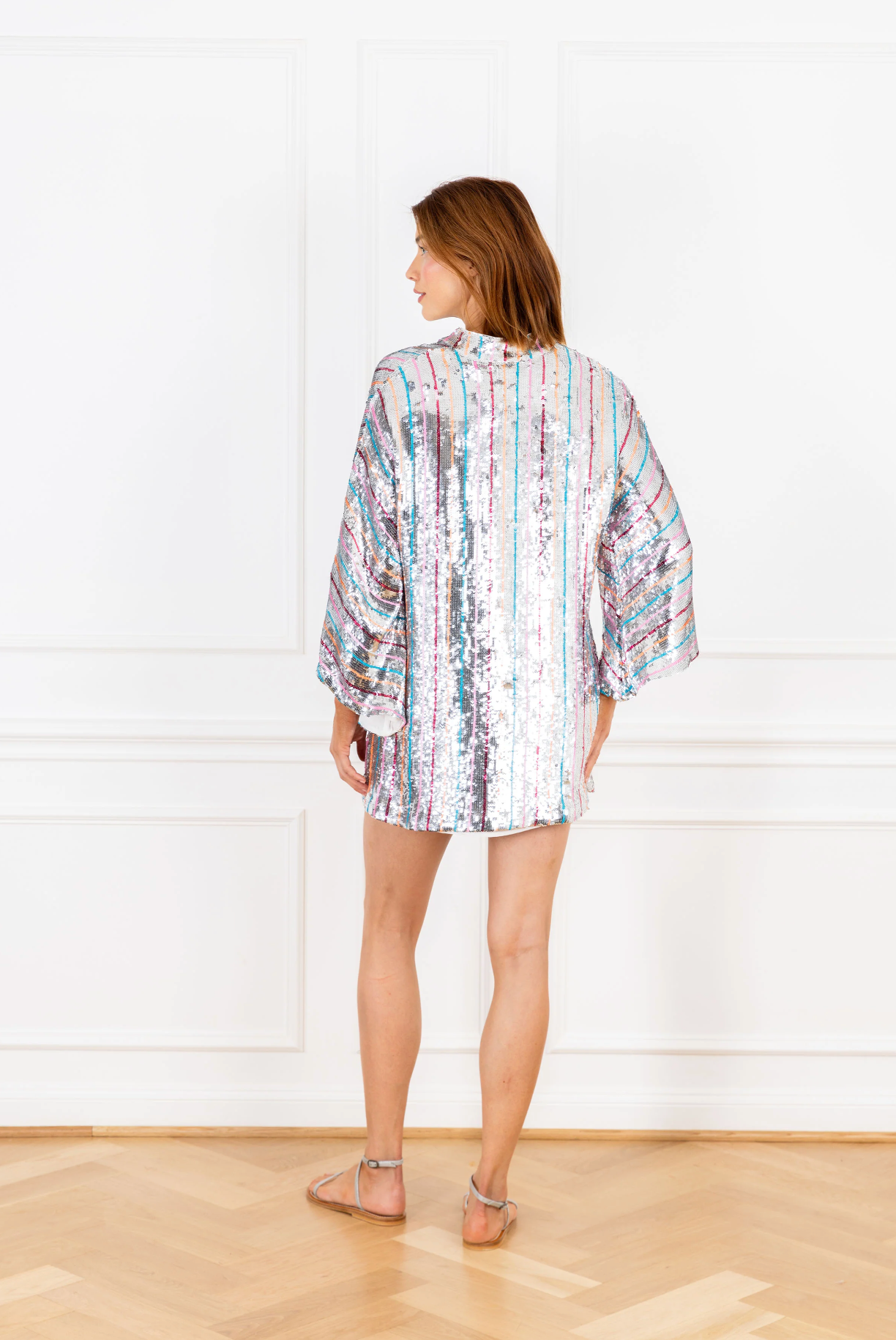 Confetti Stripe Sequin Mini Caftan