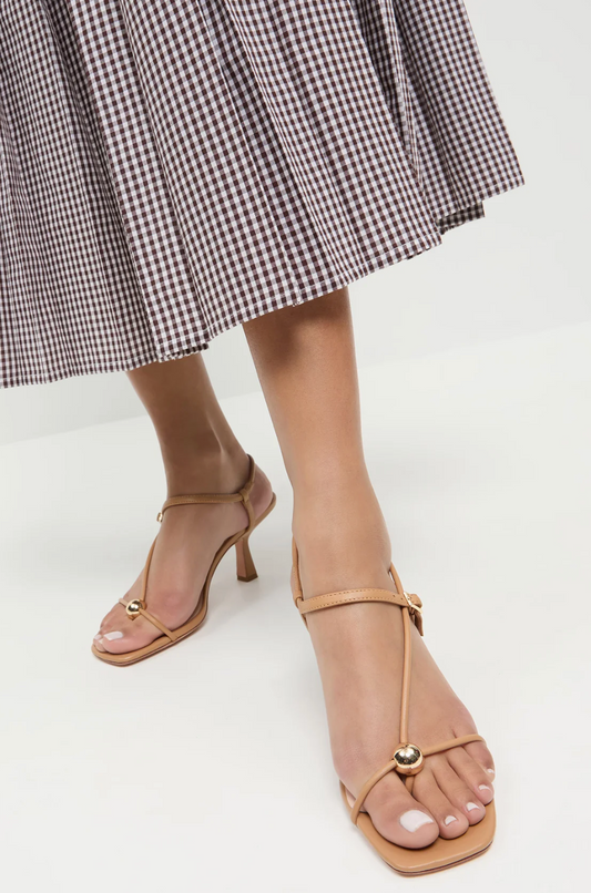 Triana Dune Leather Mid-Heel Sandal