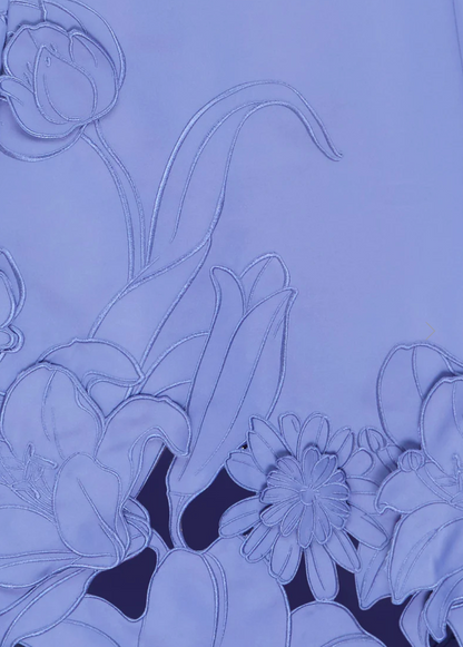 Caroline Appliqué Short Sleeve Midi Dress in Midnight