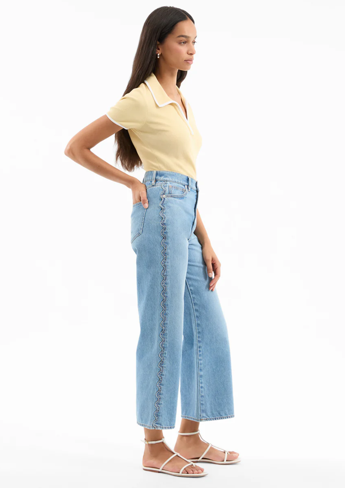 Taylor Scalloped Cropped Wide-Leg Jean