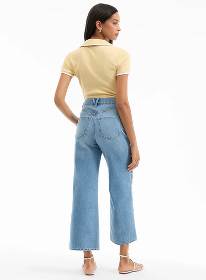Taylor Scalloped Cropped Wide-Leg Jean