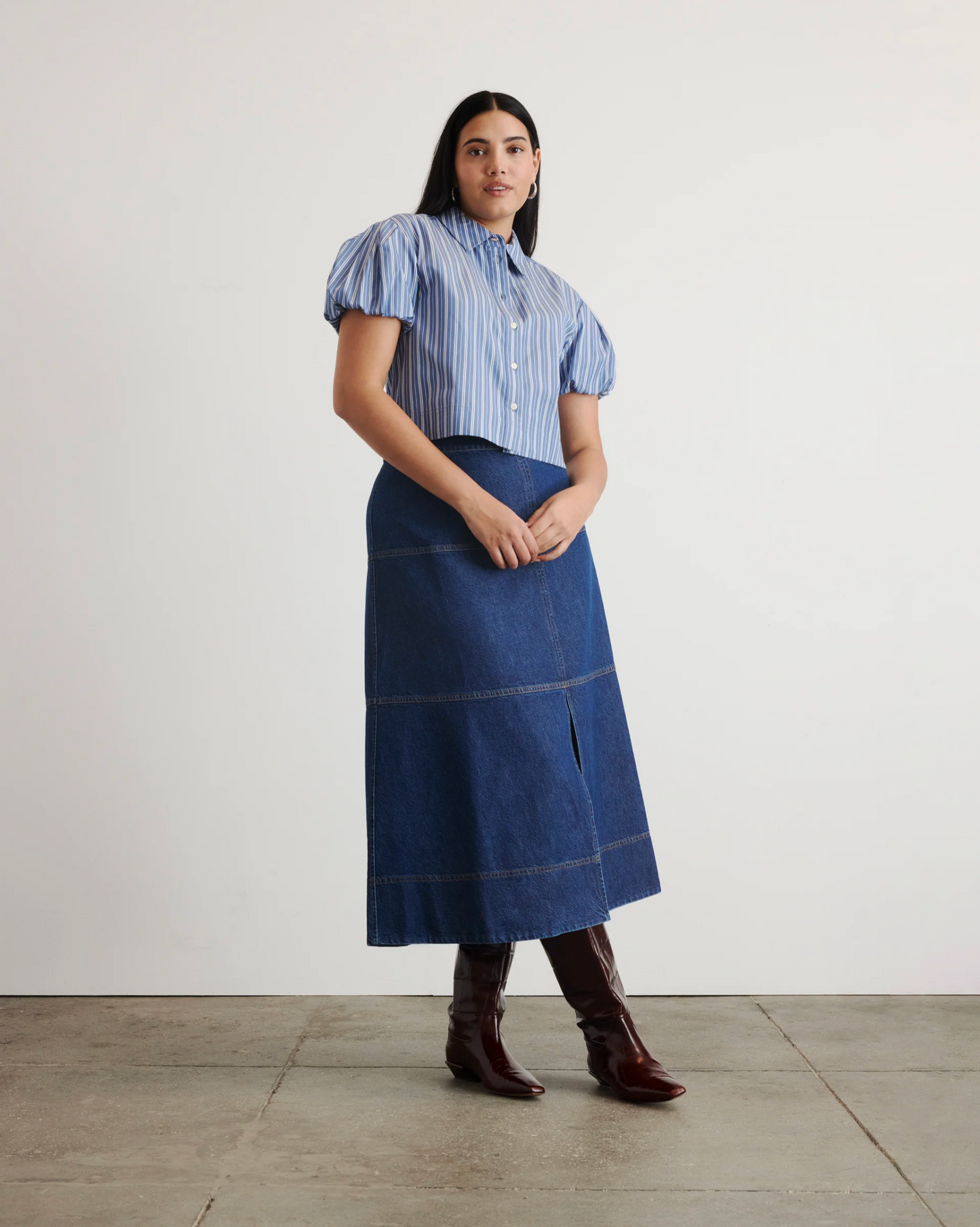 Elza Top in French Blue/White Multi