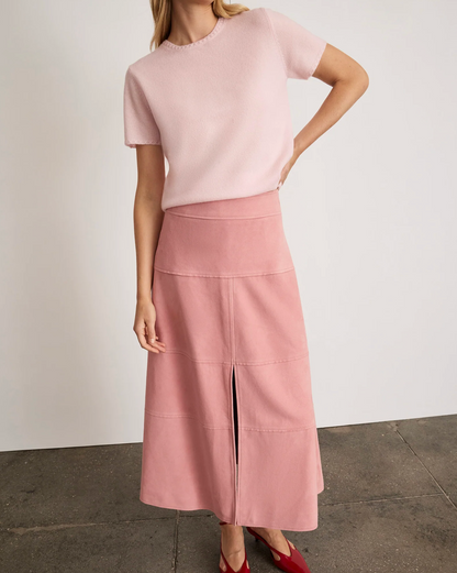 Suede Hudson Skirt in Baby Pink