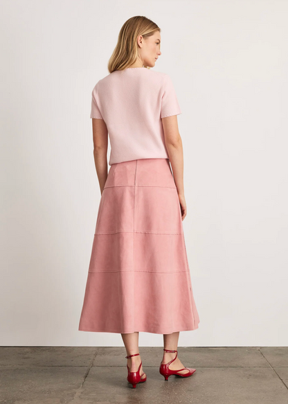 Suede Hudson Skirt in Baby Pink