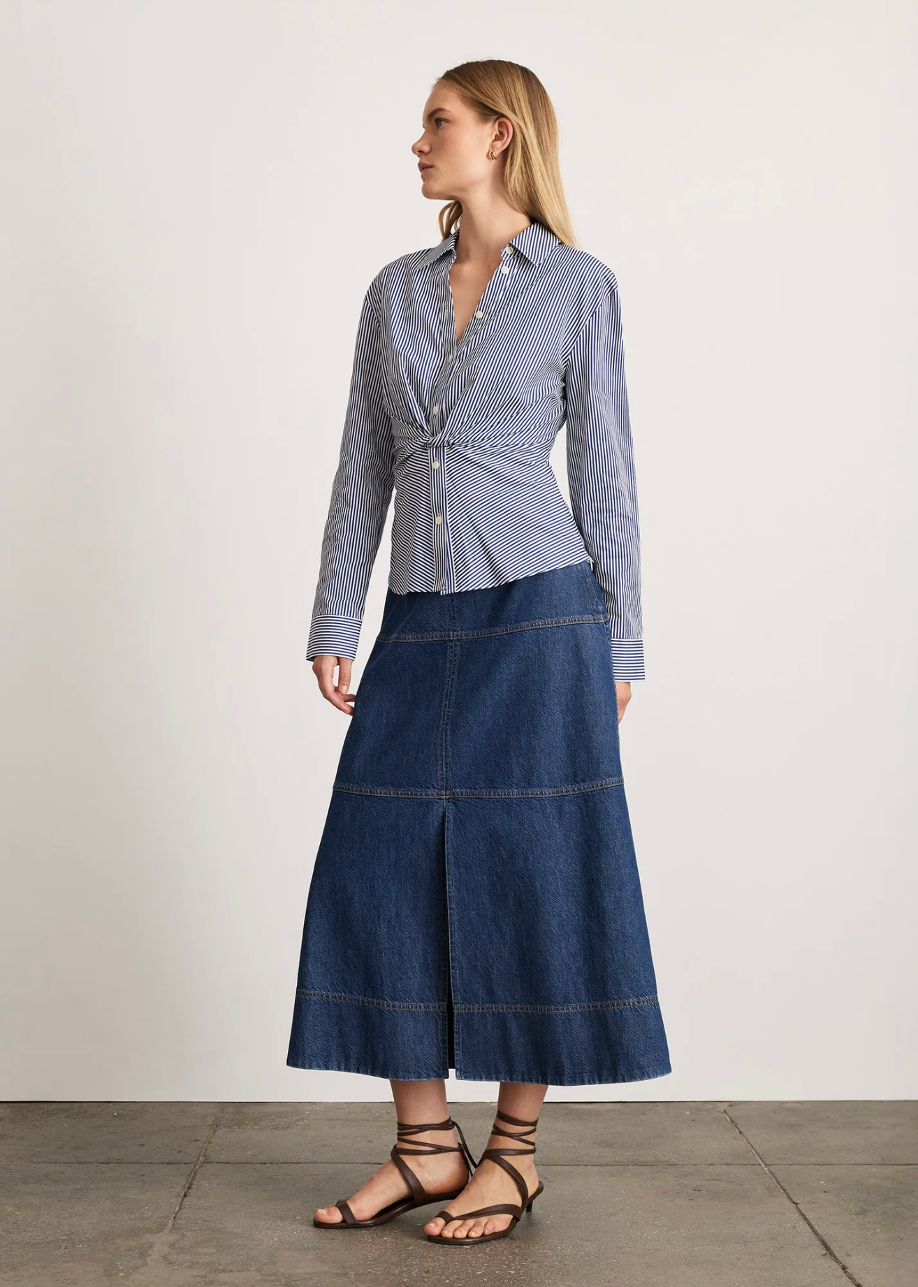 Long Sleeve Oakley Top in Blue/Optic White